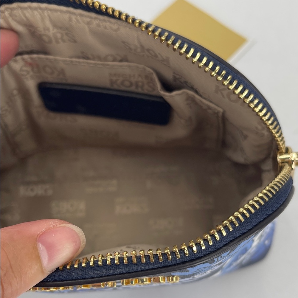 Michael Kors Navy and White Floral Cosmetic Bag - Picture 8 of 9